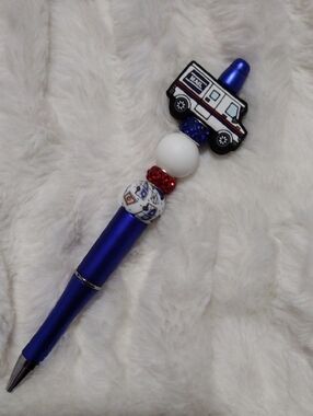 Blue Beaded Mail Truck Pen